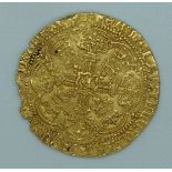 Henry V 1413-22 gold full hammered noble obv: king on ship: Henric di Gra Rex Angl 2 Franc DNS