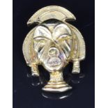 Franz Hirner 18ct gold pendant in the form of an African mask, 2.2 x 3.3cm, 10.5g