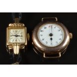 Two 9ct gold ladies wristwatches one Accurist with blued hands, gold Arabic numerals and hour