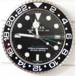 Rolex Oyster Perpetual GMT-Master II dealer's shop display advertising wall clock with black dial,