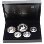 Royal Mint 2013 UK five coin silver proof Britannia set, cased with certificate