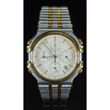 Jean Lassale gentleman's chronograph wristwatch ref. 7A 74 018 with date aperture, gold hands and