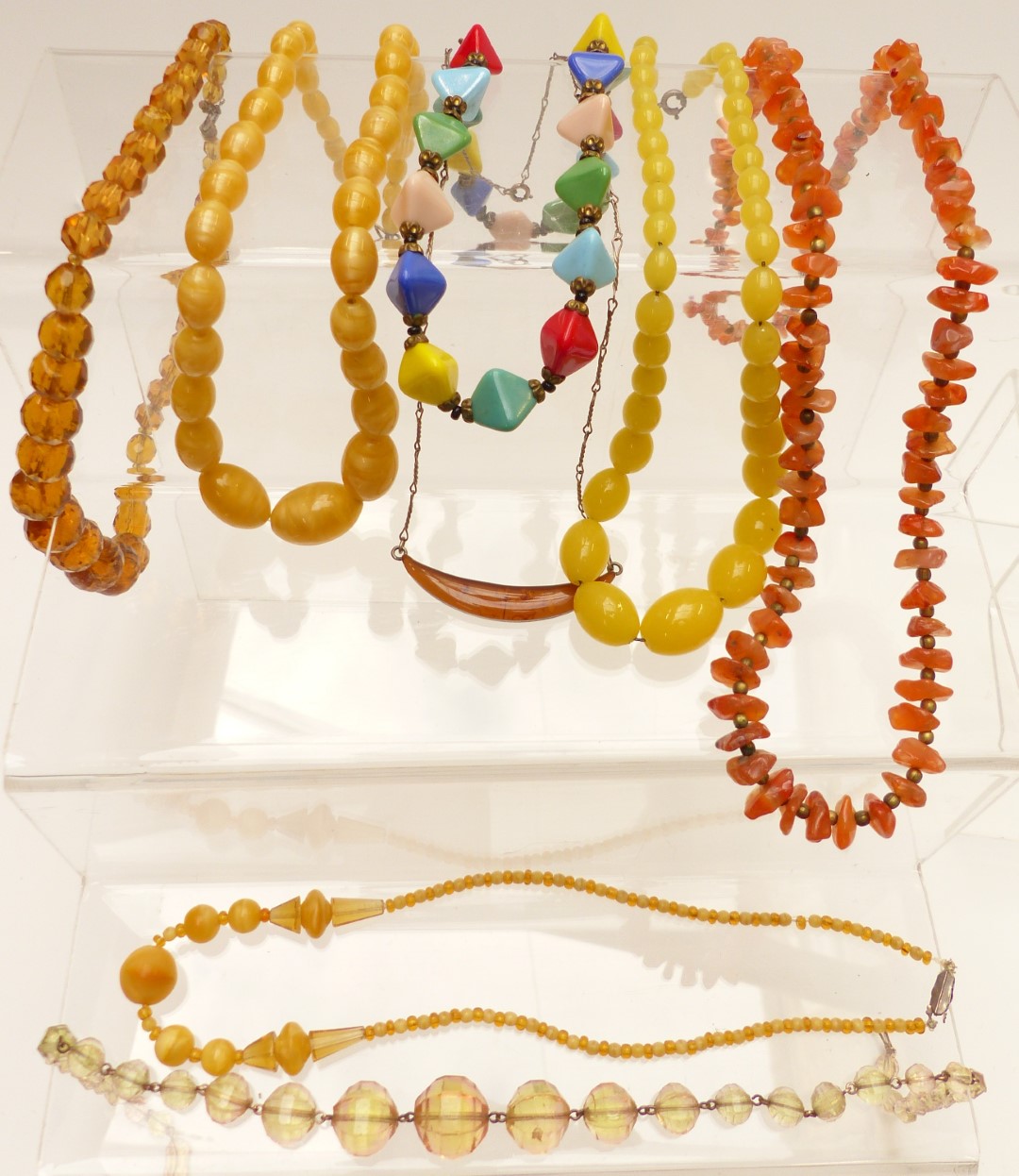 A collection of beads including glass, agate, jet, coral, crystal etc., mostly c1900 - Image 2 of 2