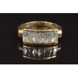 A 9ct gold ring set with cubic zirconia, size O, 3.2g