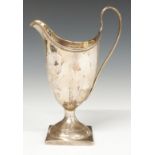 Georgian hallmarked silver helmet shaped cream jug, London 1792, maker William Burch, height 15cm,