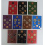 Ten Royal Mint coinage of Great Britain and Northern Ireland proof sets 1972-1981