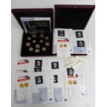 London Mint Office 'Century of Britannia' coin and ingot set with gold and platinum plating,