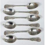 Set of six Victorian Scottish hallmarked silver teaspoons, Edinburgh 1884, maker R L Christie,