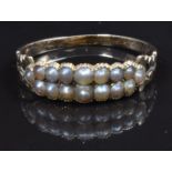 Georgian ring set with split pearls in two rows, engraved to inner band 'M A Callow the gift of
