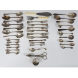 Mainly Norwegian white metal spoons including set of six teaspoons, length of longest 22cm, mostly