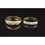 Two 9ct gold rings set with cubic zirconia, sizes R & O, 4.1g