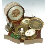 Smiths mantel clock, clock parts and a hall barometer