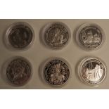 Six silver 'Battle of Trafalgar' 1805-2005 £5 crowns