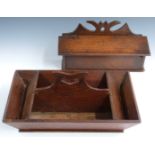 18thC oak or elm cutlery tray, length 47cm and a candle box