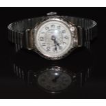 Exello Watch Co 14ct white gold ladies wristwatch with blued hands, Arabic numerals, silver dial,