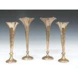 Two pairs of hallmarked silver trumpet vases, one pair Birmingham 1901, maker A & J Zimmerman Ltd
