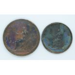 George III 1806 copper penny, third type, together with an 1806 halfpenny, both near uncirculated