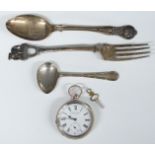 Victorian hallmarked silver spoon and fork for the British Bulldog Club, verso engraved "