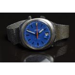 Omega Chronostop gentleman's chronograph wristwatch ref. 146-010 with date aperture, blue racing