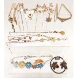 Three Pilgrim necklaces, Pilgrim bracelet, Sarah Coventry necklace, etc