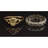 A 9ct gold ring (1.5g) and a 9ct gold and silver ring