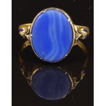 A 22ct gold ring set with faux agate, London 1862, size M