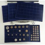 An aluminium coin collector's case containing some coinage including Edward VII 1902 shilling,