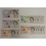 Fifteen British banknotes 1991-2003 comprising a Kentfield £20 note circulated but clean and
