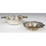 Hamilton & Co. Calcutta white metal quaiche and pierced bowl, both marked silver and with