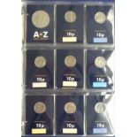 A whole set of A - Z of Great Britain uncirculated 10p coins in Change Checker folder, with souvenir