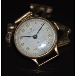 Rolex 9ct gold ladies wristwatch with inset subsidiary seconds dial, blued hands, gold Arabic