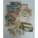 A collection of Notgeld notes, Czechoslovakian banknotes, specimen examples etc, together with