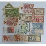 A small collection of World and UK banknotes including 1919 German, New Zealand, Jersey, Holland,