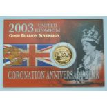 2003 gold full sovereign in Royal Mint Gold Bullion presentation pack