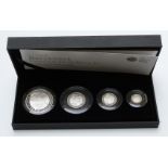 Royal Mint 2010 UK four coin silver proof Britannia set, cased with certificate