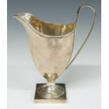 Georgian hallmarked silver helmet shaped cream jug, London 1796, maker Thomas Wallis II, height 13.