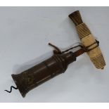 Victorian bone handled brass Dowler patent corkscrew, H18cm