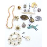 A collection of jewellery including micro mosaic brooch, Victorian locket, silver Scottish