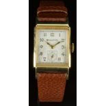 Bulova 14ct gold gentleman's wristwatch with inset subsidiary seconds dial, gold hands and Arabic