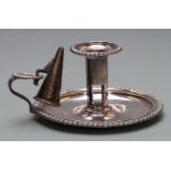 19thC Matthew Boulton Sheffield plate chamberstick, length 17.5cm