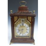 Victorian mahogany chiming bracket clock, c1880 with 5 inch Roman silvered chapter ring, gilt