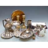 Large collection of silver plated and metal ware including swing handled dish, length 31cm,