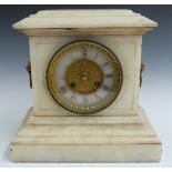 Roblin Fils et Freres of Paris mantel clock in light coloured marble case with gilt decoration to