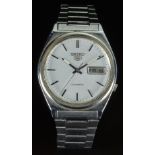 Seiko 5 gentleman's automatic wristwatch ref. 7009-3140 with day and date aperture, luminous