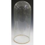 A glass dome suitable for a clock, model or taxidermy, diameter 26cm, height 61cm