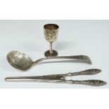 Georgian bottom hallmarked silver sifter spoon, marks indistinct, length 17.5cm, a small