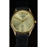 Accurist 9ct gold gentleman's wristwatch with date aperture, gold hands and hour markers,