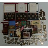 A collection of various modern crowns, Royal Mint UK coin sets, £2 coins etc, small silver content