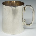 Victorian hallmarked silver tankard of plain tapering form, London 1899, maker William Hutton & Sons