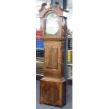 19thC Helliwell of Leeds 8 day longcase clock, the flame mahogany case with inlay and marquetry,